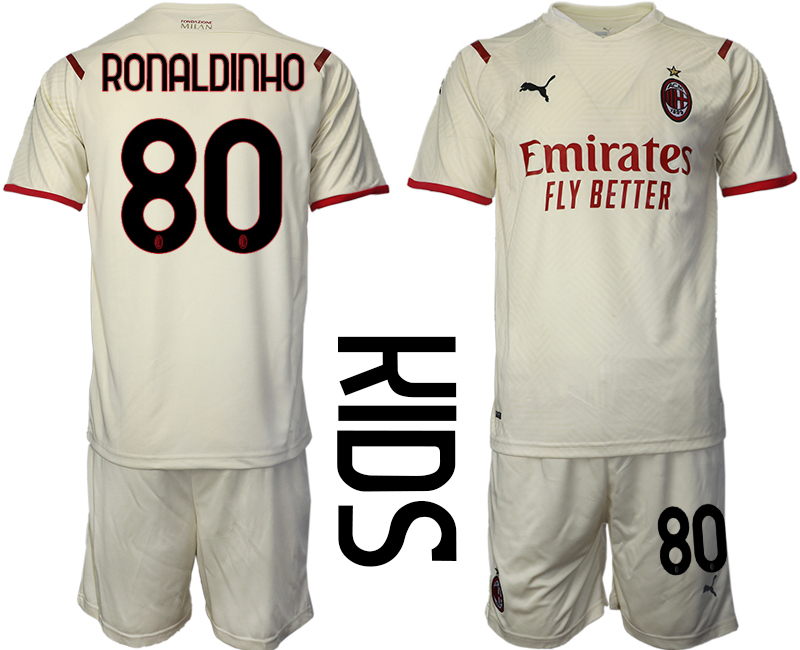 Youth 2021-2022 Club AC Milan away cream #80 Soccer Jersey